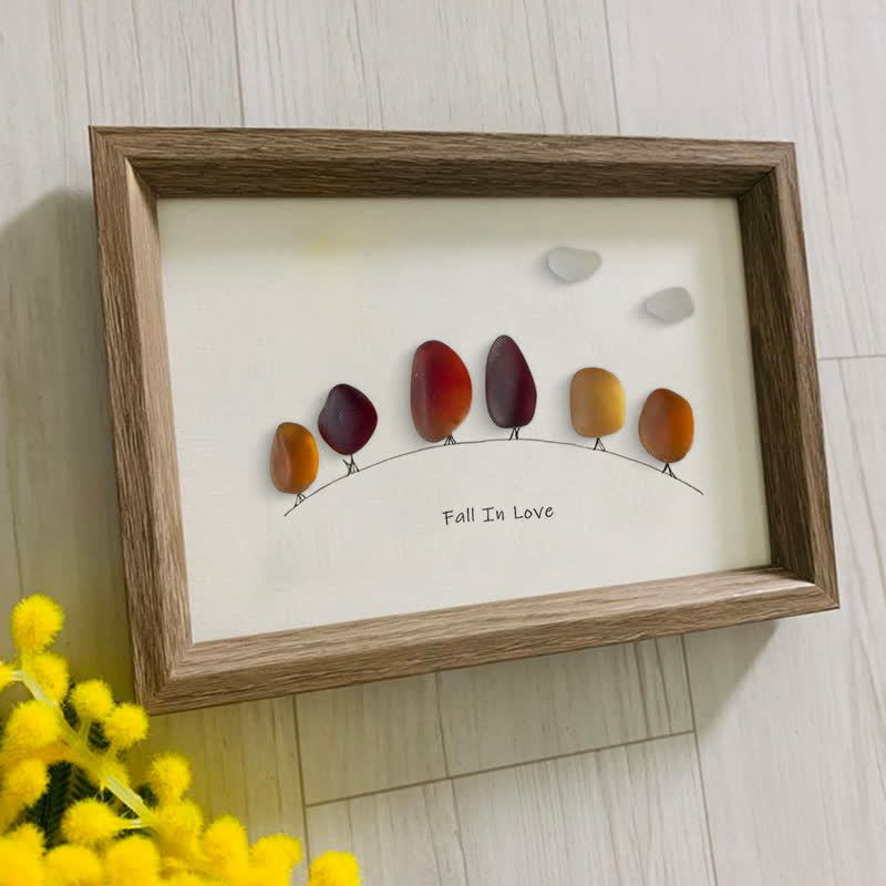 Fall In Love Autumn Trees Sea Glass Framed Art - image 4