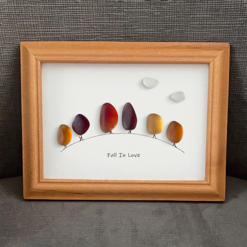 Fall In Love Autumn Trees Sea Glass Framed Art - image 5