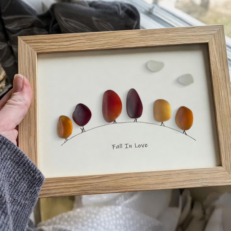 Fall In Love Autumn Trees Sea Glass Framed Art - image 3