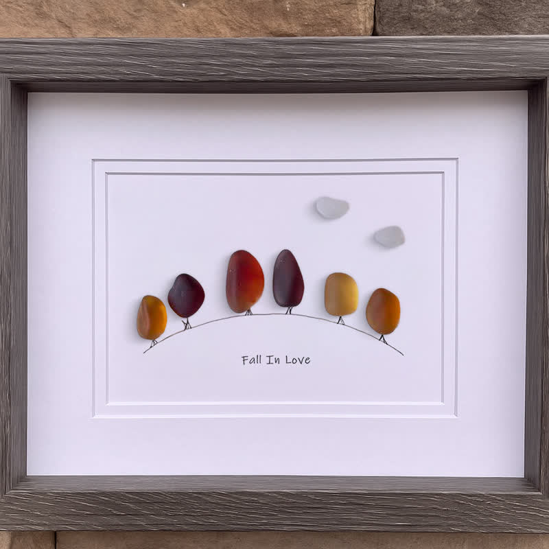 Fall In Love Autumn Trees Sea Glass Framed Art - image 6