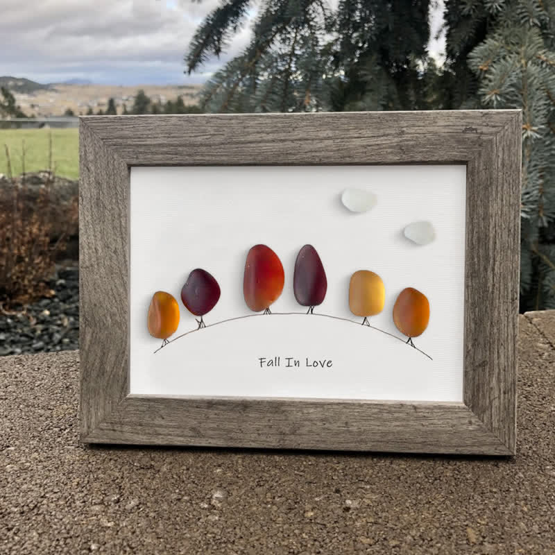 Fall In Love Autumn Trees Sea Glass Framed Art - image 7