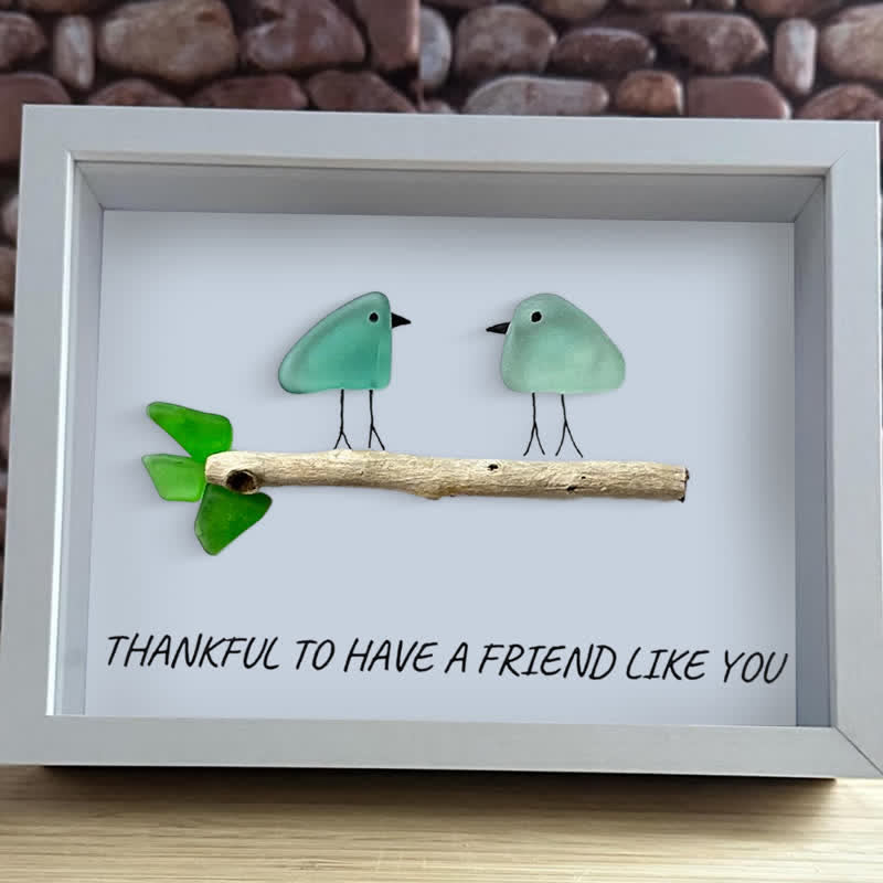 Friend Birds Sea Glass Framed Art Friendship Gift - image 9