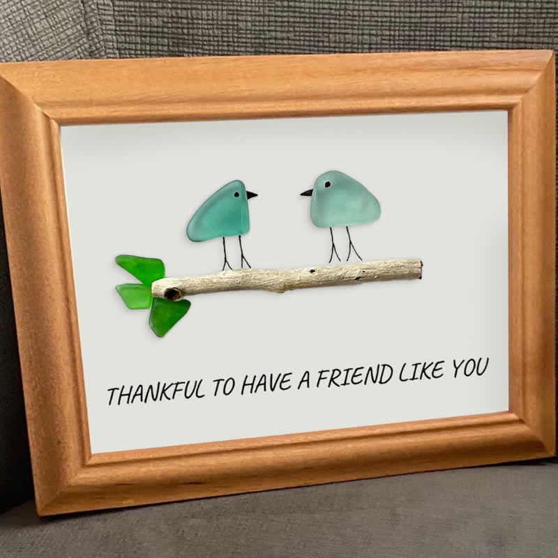 Friend Birds Sea Glass Framed Art Friendship Gift - image 4
