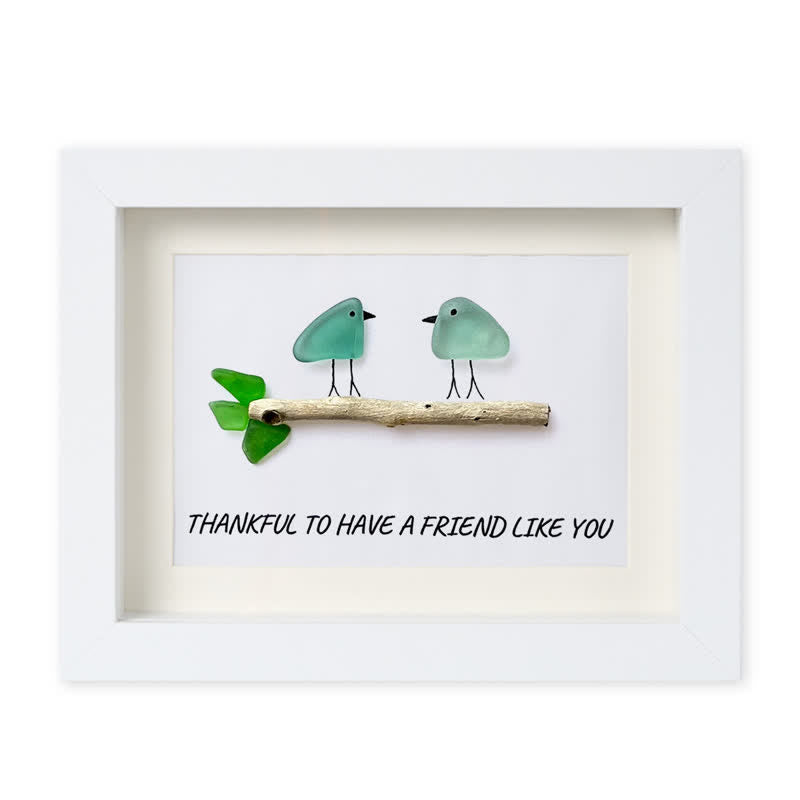 Friend Birds Sea Glass Framed Art Friendship Gift - White - 6" X 8" - image 15