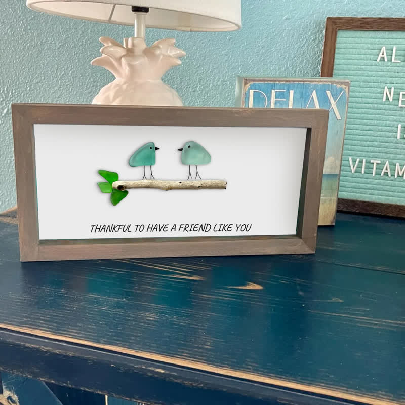 Friend Birds Sea Glass Framed Art Friendship Gift - image 11