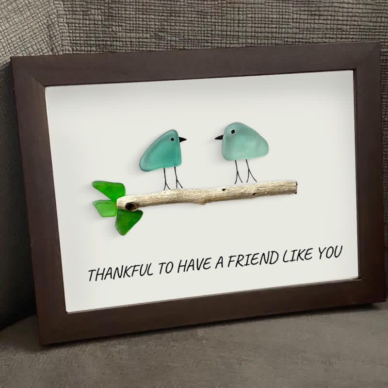 Friend Birds Sea Glass Framed Art Friendship Gift - image 0