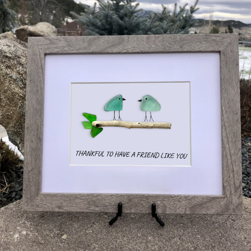 Friend Birds Sea Glass Framed Art Friendship Gift - image 2