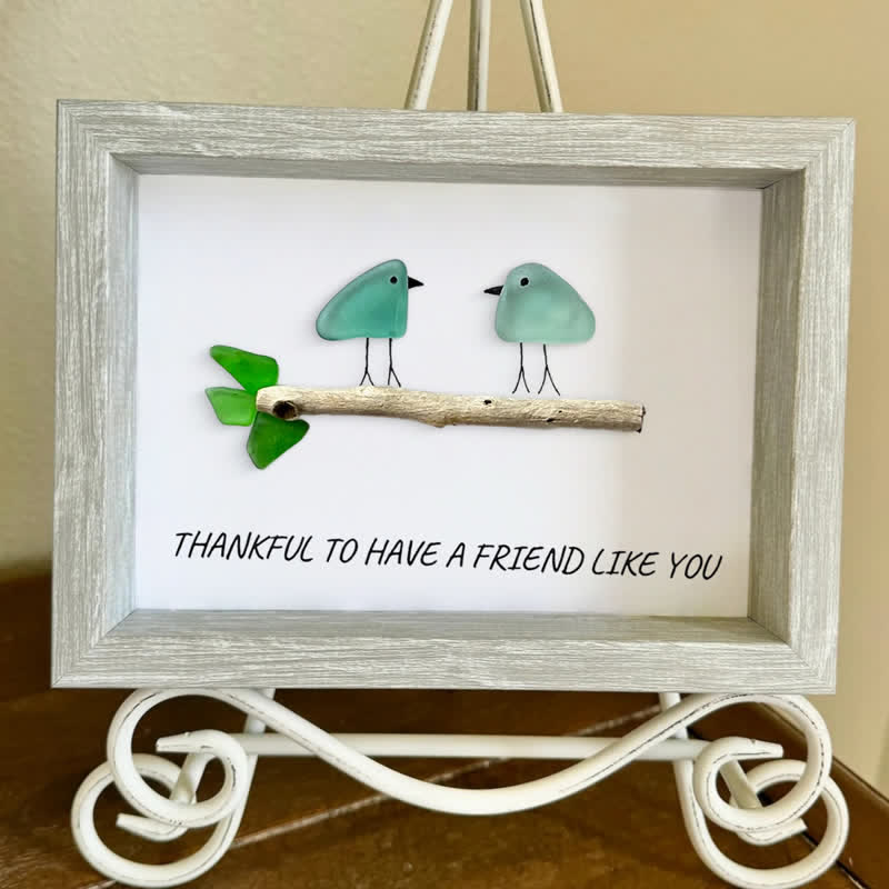 Friend Birds Sea Glass Framed Art Friendship Gift - image 6