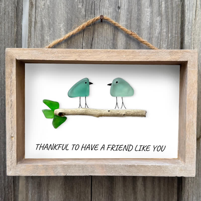 Friend Birds Sea Glass Framed Art Friendship Gift - image 3