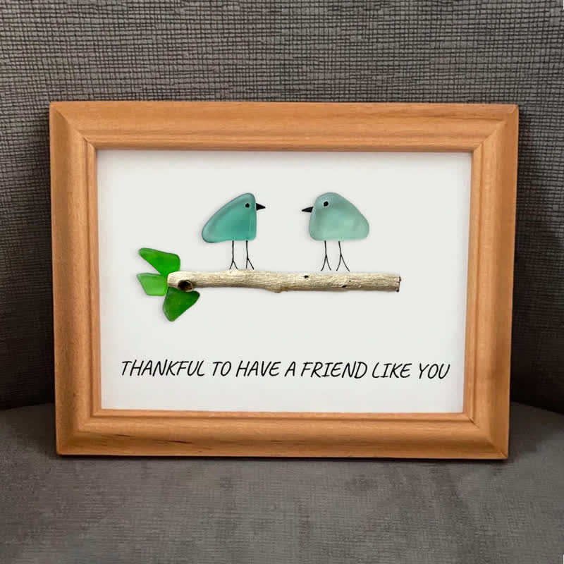 Friend Birds Sea Glass Framed Art Friendship Gift - image 5