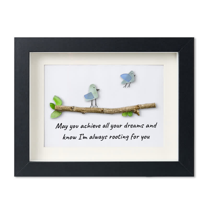 May You Achieve Dreams Birds Sea Glass Framed Art Family Gift - Black - 6" X 8" - image 11