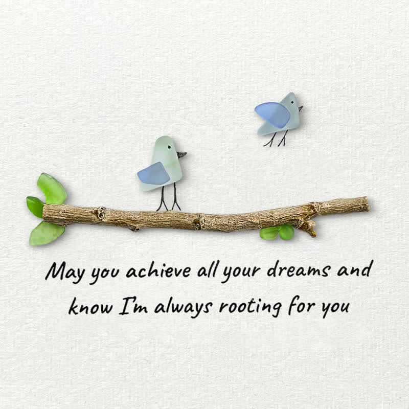 May You Achieve Dreams Birds Sea Glass Framed Art Family Gift - image 2