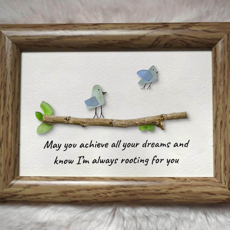 May You Achieve Dreams Birds Sea Glass Framed Art Family Gift - image 4