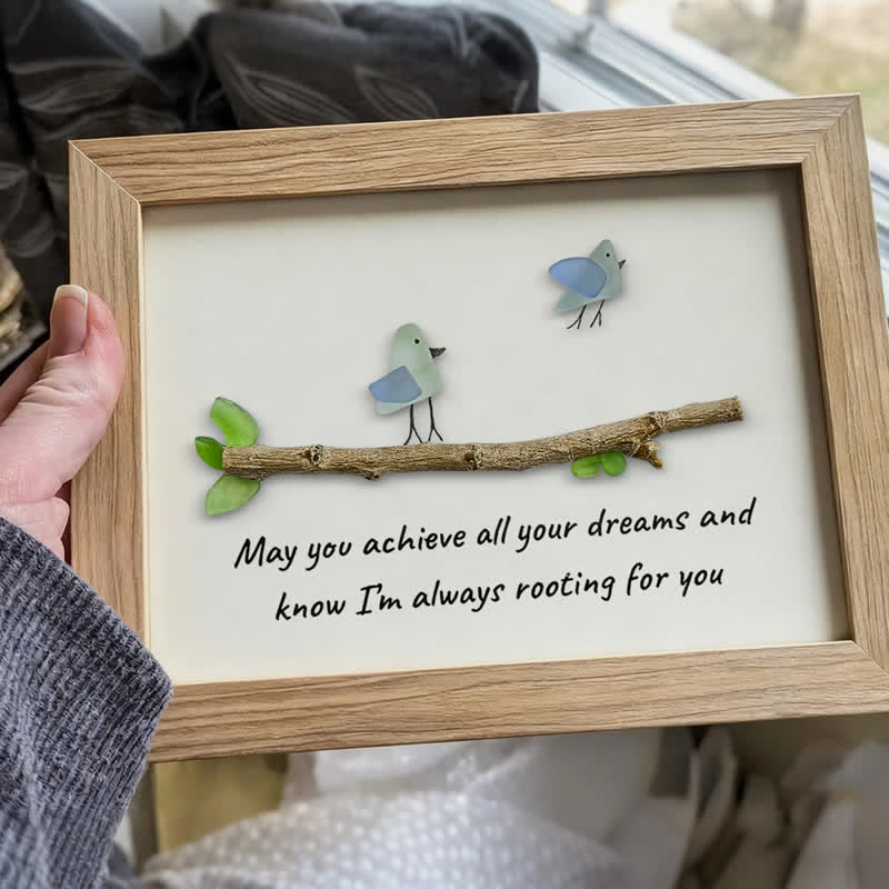 May You Achieve Dreams Birds Sea Glass Framed Art Family Gift - image 6