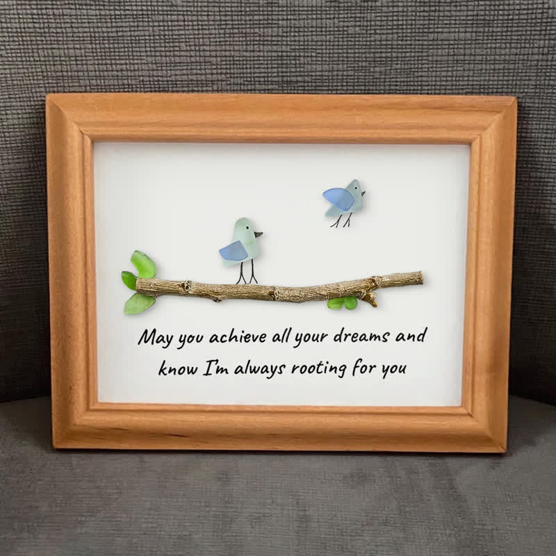 May You Achieve Dreams Birds Sea Glass Framed Art Family Gift - image 3