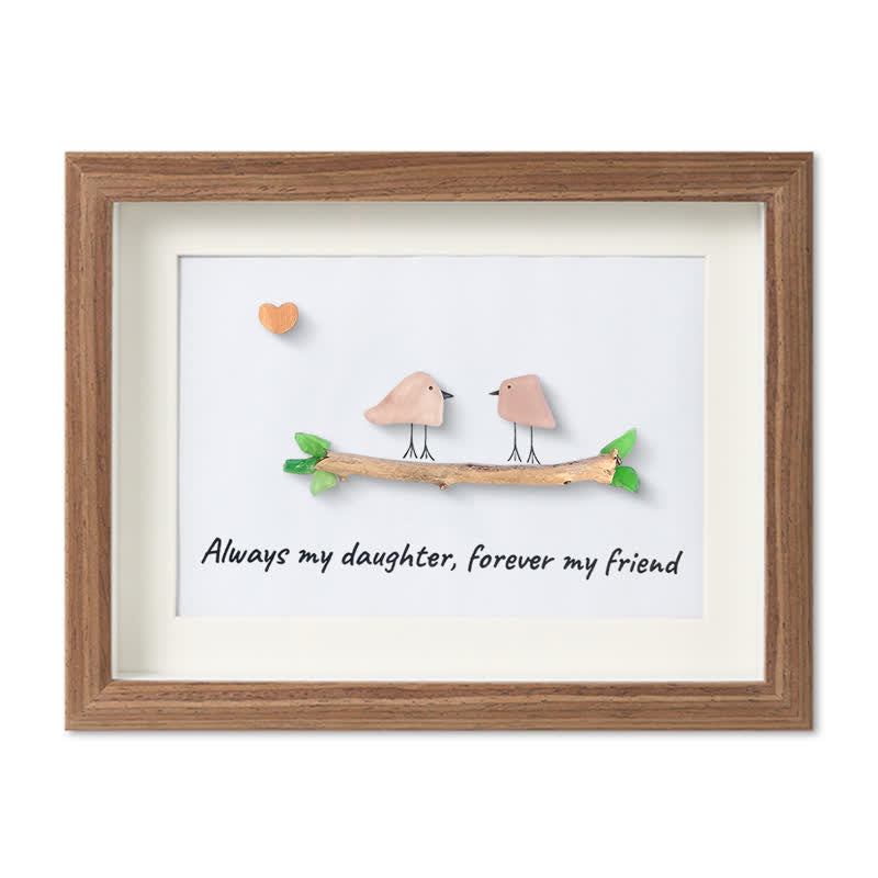 Always My Daughter Birds Sea Glass Framed Art Gift for Daughter - Walnut Brown - 6" X 8" - image 11