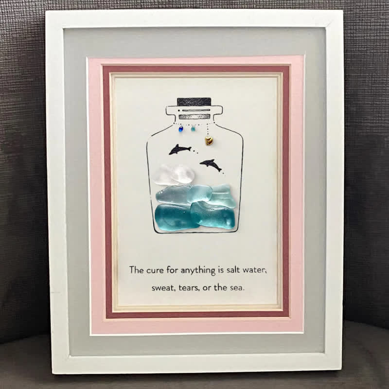 Sea Bottle Sea Glass Framed Art Inspirational Gift - image 3