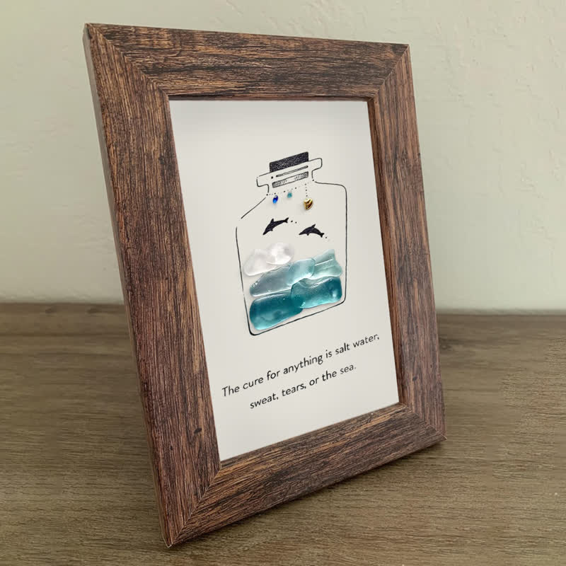 Sea Bottle Sea Glass Framed Art Inspirational Gift - image 8