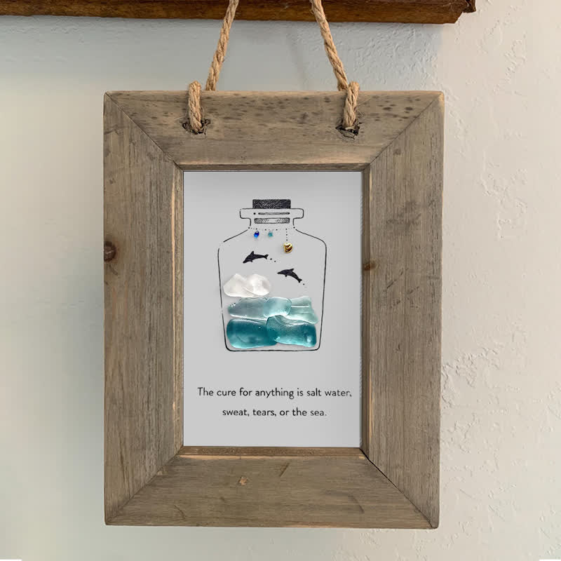 Sea Bottle Sea Glass Framed Art Inspirational Gift - image 6