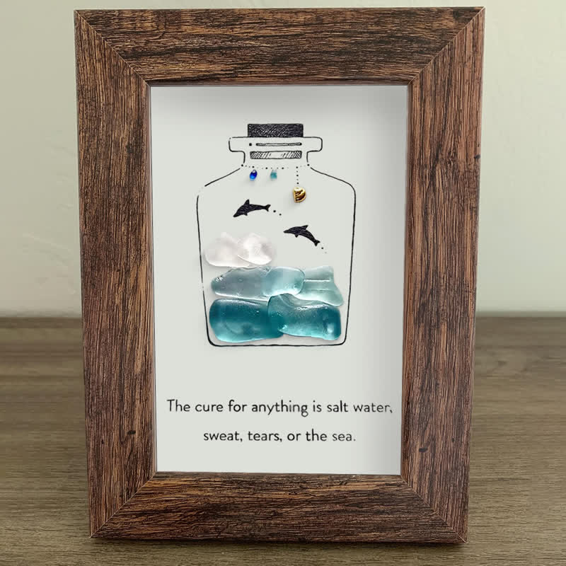 Sea Bottle Sea Glass Framed Art Inspirational Gift - image 4