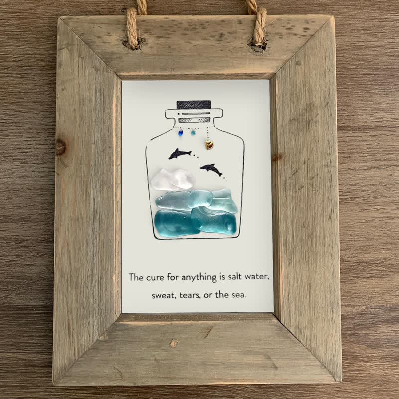 Sea Bottle Sea Glass Framed Art Inspirational Gift - image 7