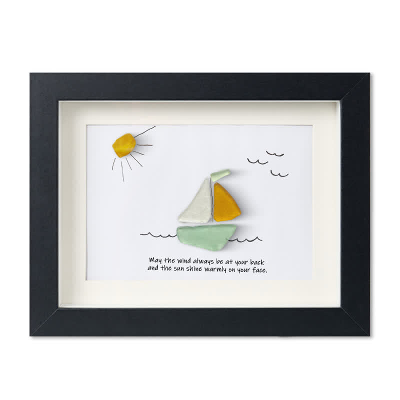 Delightful Sailboat Best Wish Sea Glass Framed Art - Black - 6" X 8" - image 12