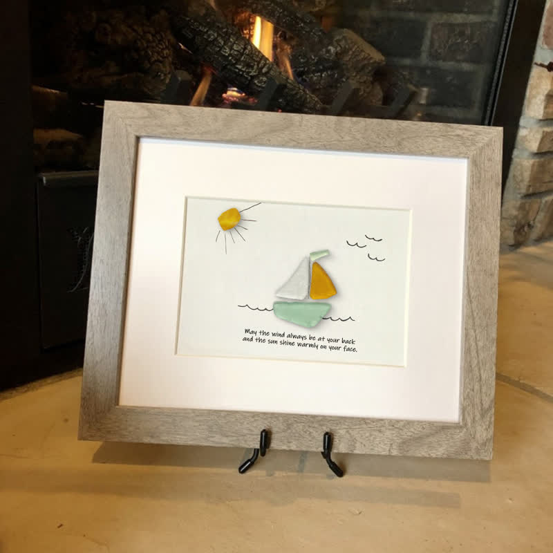 Delightful Sailboat Best Wish Sea Glass Framed Art - image 8