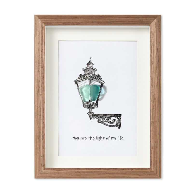 Light Of My Life Street Light Sea Glass Framed Art - Walnut Brown - 8" X 6" - image 10