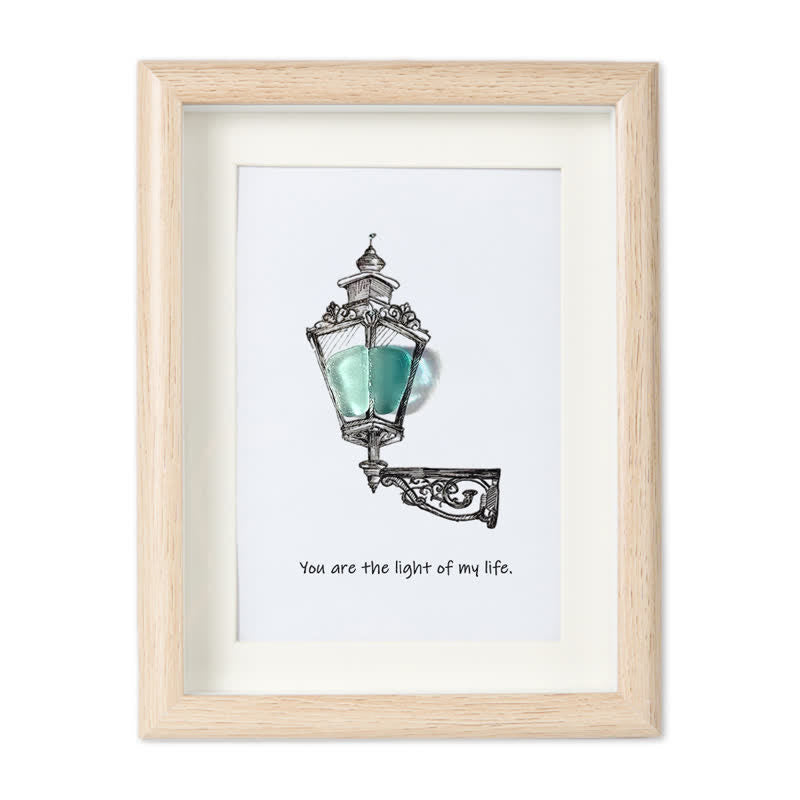 Light Of My Life Street Light Sea Glass Framed Art - Oak - 8" X 6" - image 9