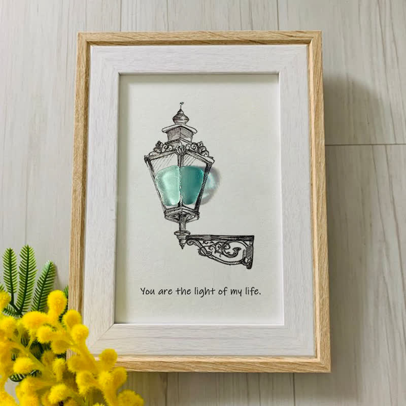 Light Of My Life Street Light Sea Glass Framed Art - image 3