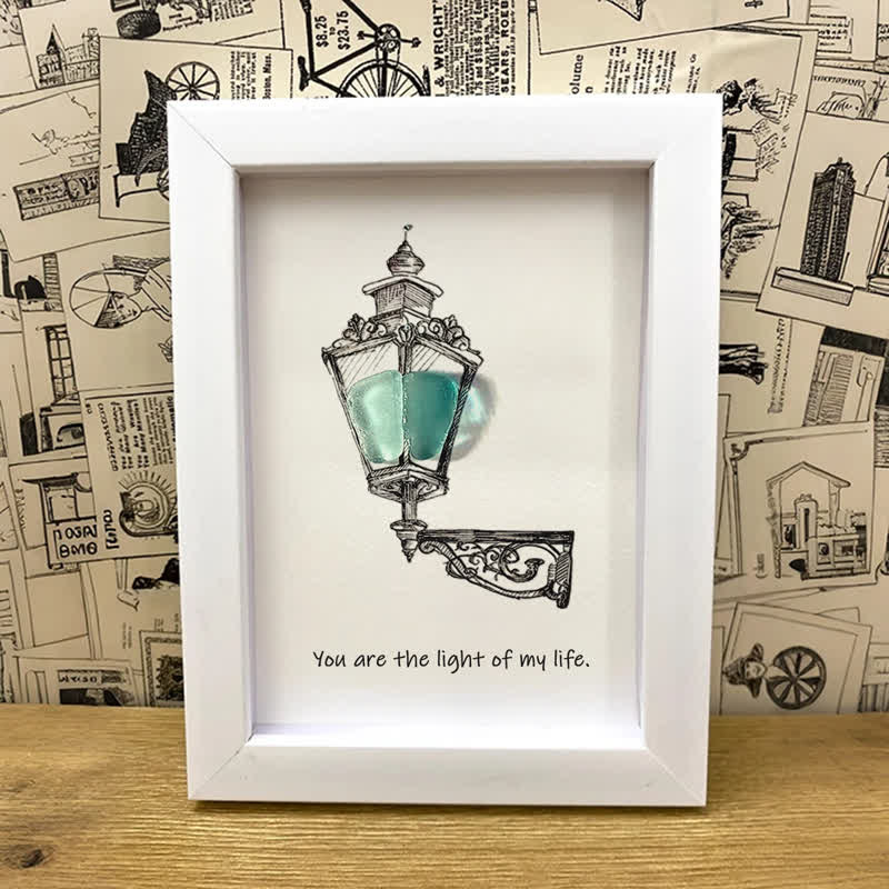 Light Of My Life Street Light Sea Glass Framed Art - image 0