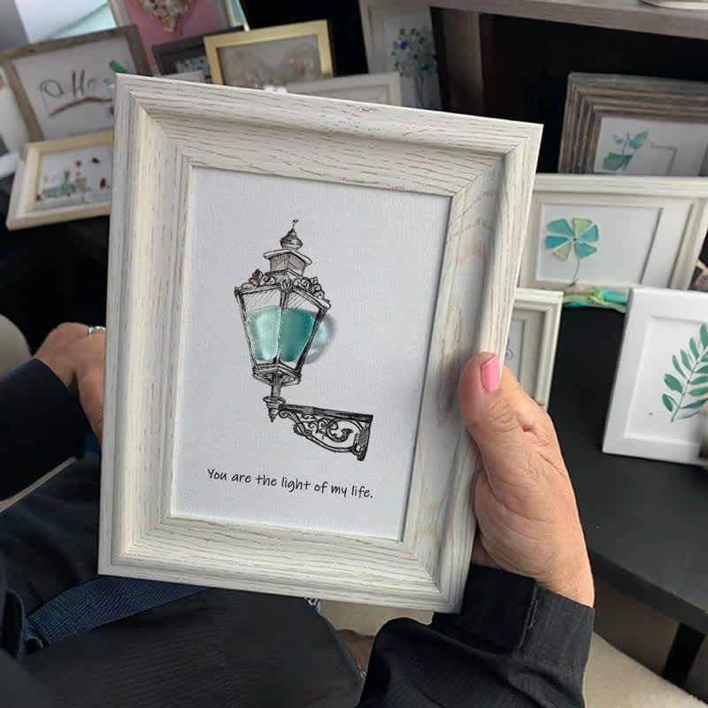 Light Of My Life Street Light Sea Glass Framed Art - image 4
