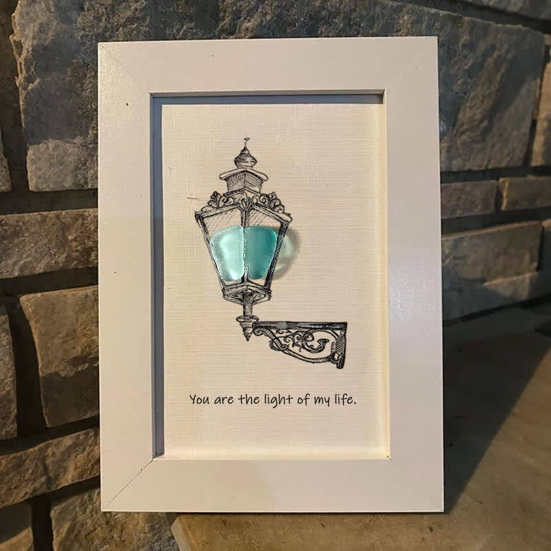 Light Of My Life Street Light Sea Glass Framed Art - image 7