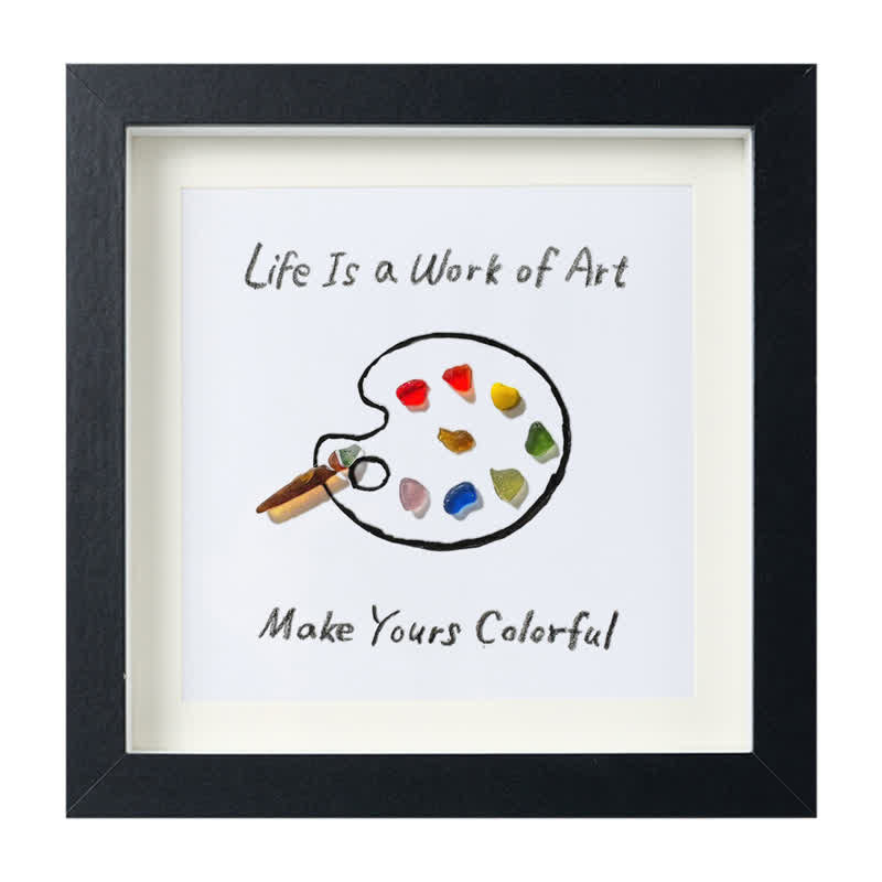 Artist's Palette Paint Your Life With Colors Sea Glass Framed Art - Black - 8" X 8" - image 8