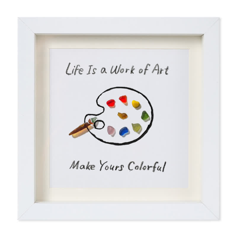 Artist's Palette Paint Your Life With Colors Sea Glass Framed Art - White - 8" X 8" - image 9