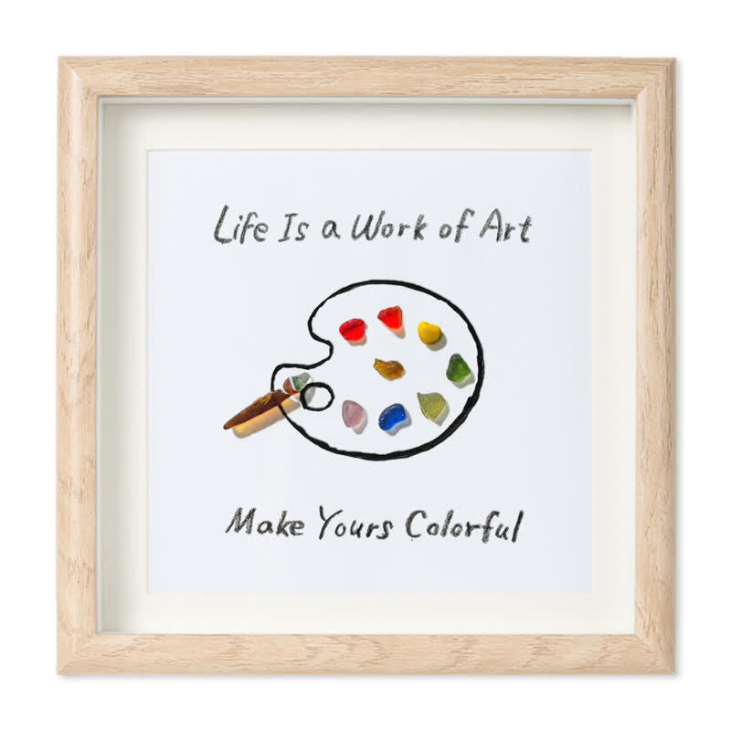 Artist's Palette Paint Your Life With Colors Sea Glass Framed Art - Oak - 8" X 8" - image 6