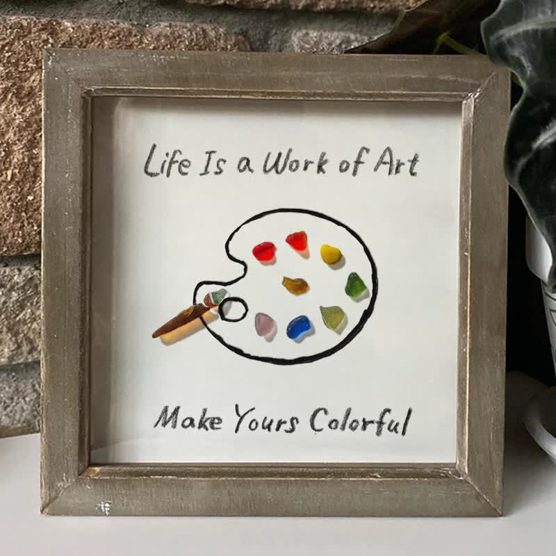 Artist's Palette Paint Your Life With Colors Sea Glass Framed Art - image 0