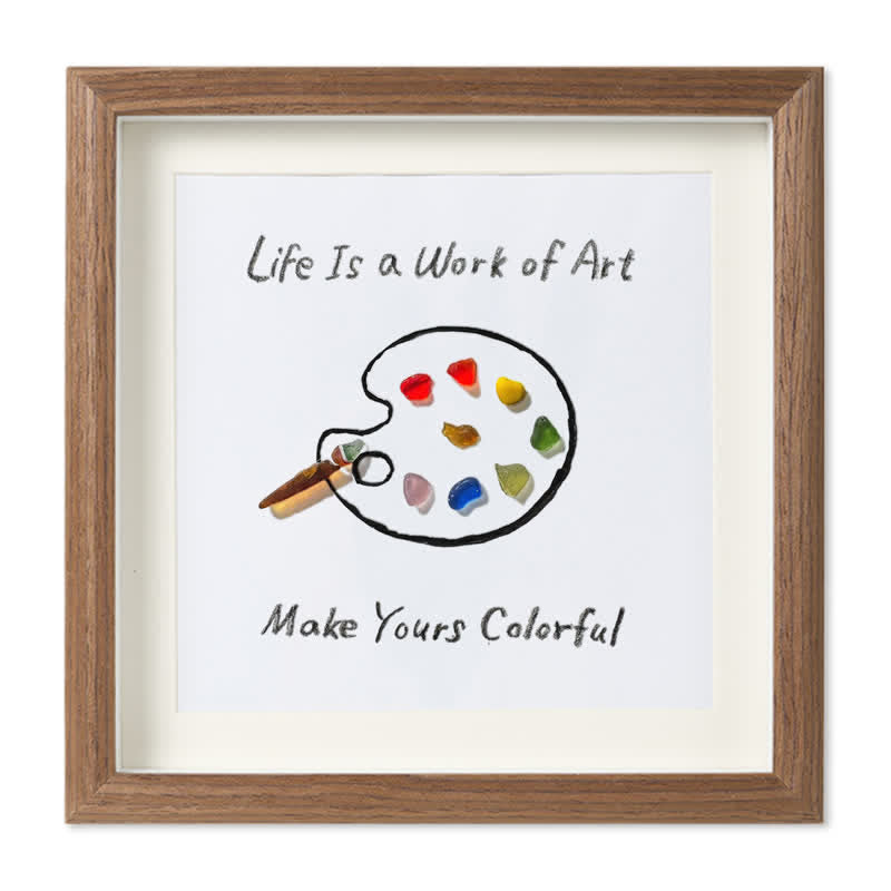Artist's Palette Paint Your Life With Colors Sea Glass Framed Art - Walnut Brown - 8" X 8" - image 7