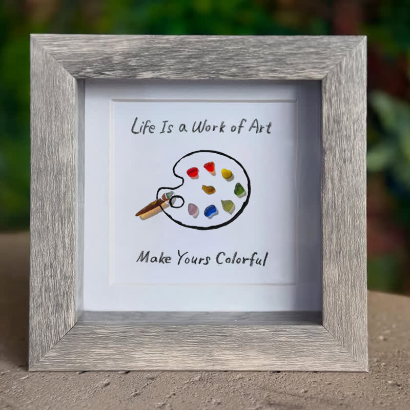 Artist's Palette Paint Your Life With Colors Sea Glass Framed Art - image 2