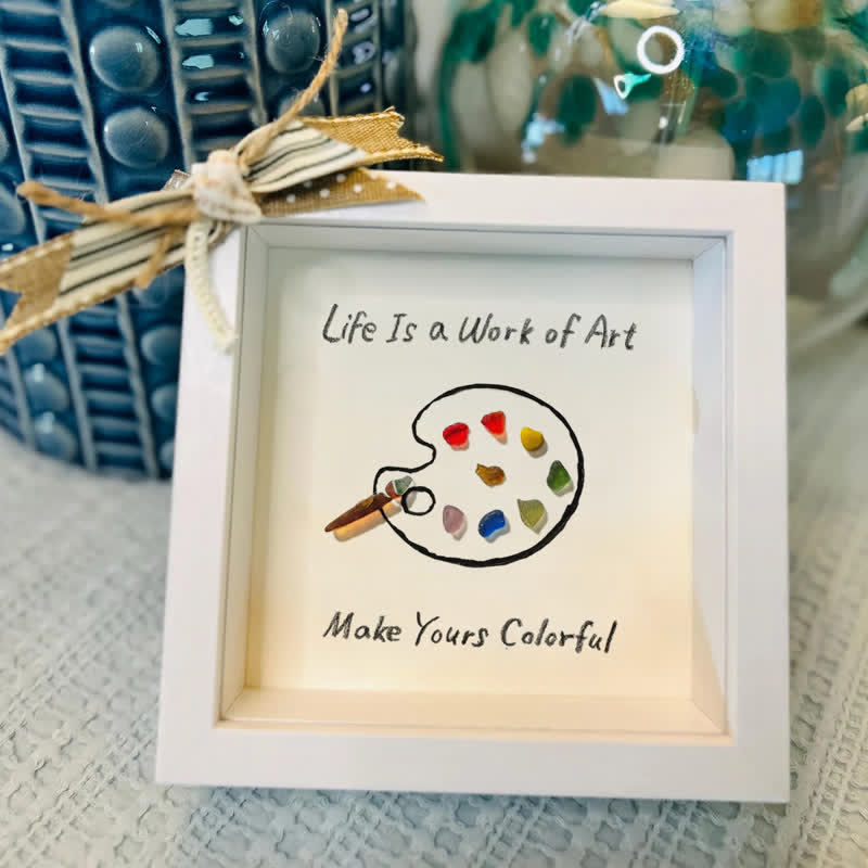 Artist's Palette Paint Your Life With Colors Sea Glass Framed Art - image 3