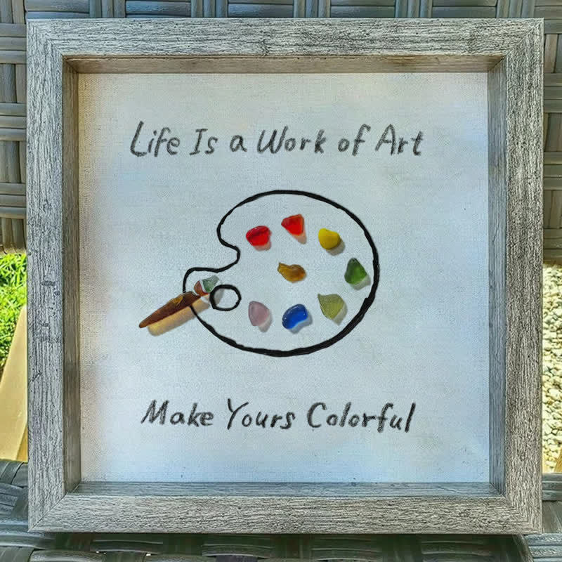 Artist's Palette Paint Your Life With Colors Sea Glass Framed Art - image 5
