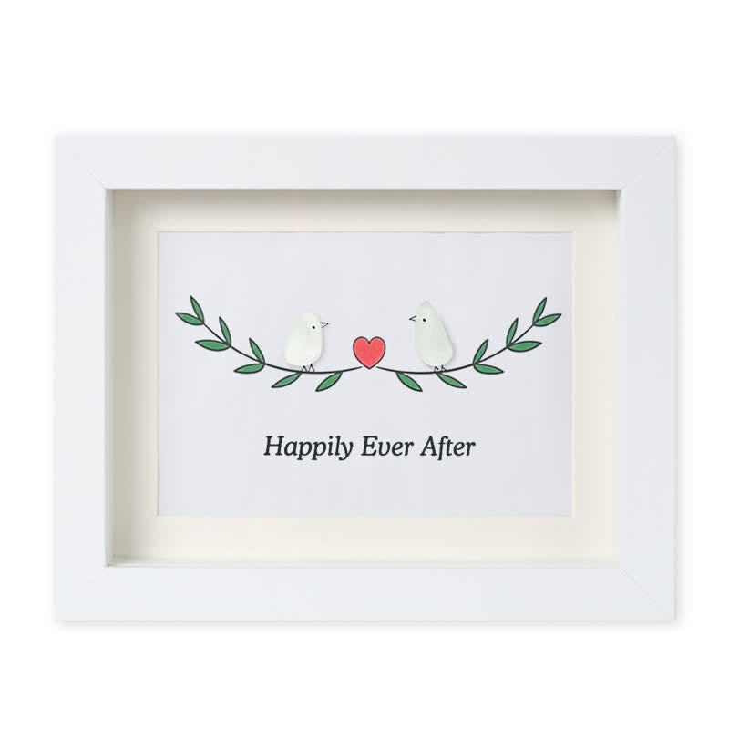 Happily Ever After Lovebirds Sea Glass Framed Art - White - 6" X 8" - image 13