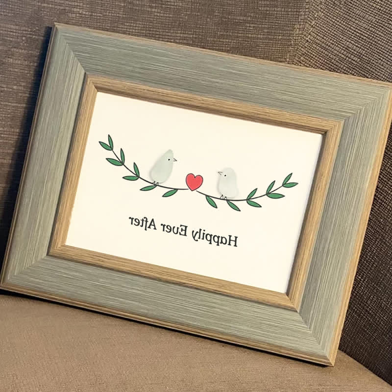 Happily Ever After Lovebirds Sea Glass Framed Art - image 4