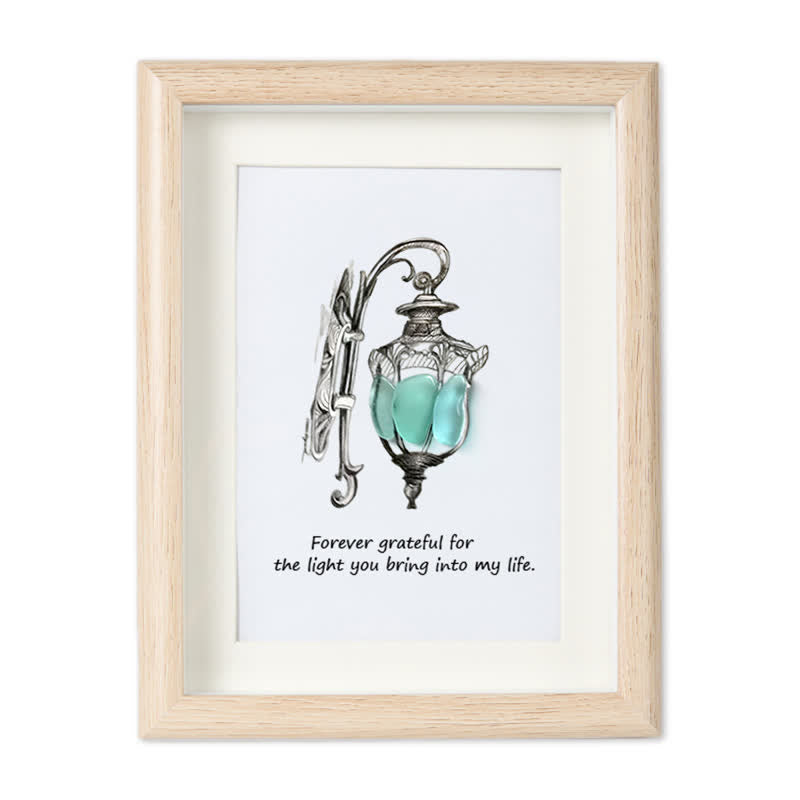 Grateful For The Light You Bring Into My Life Sea Glass Framed Art - Oak - 8" X 6" - image 9