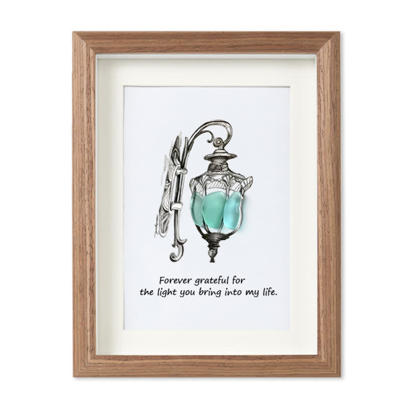 Grateful For The Light You Bring Into My Life Sea Glass Framed Art - Walnut Brown - 8" X 6" - image 10