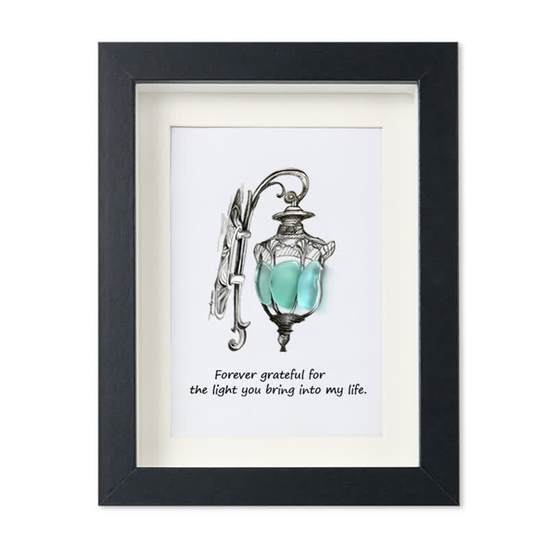 Grateful For The Light You Bring Into My Life Sea Glass Framed Art - Black - 8" X 6" - image 11