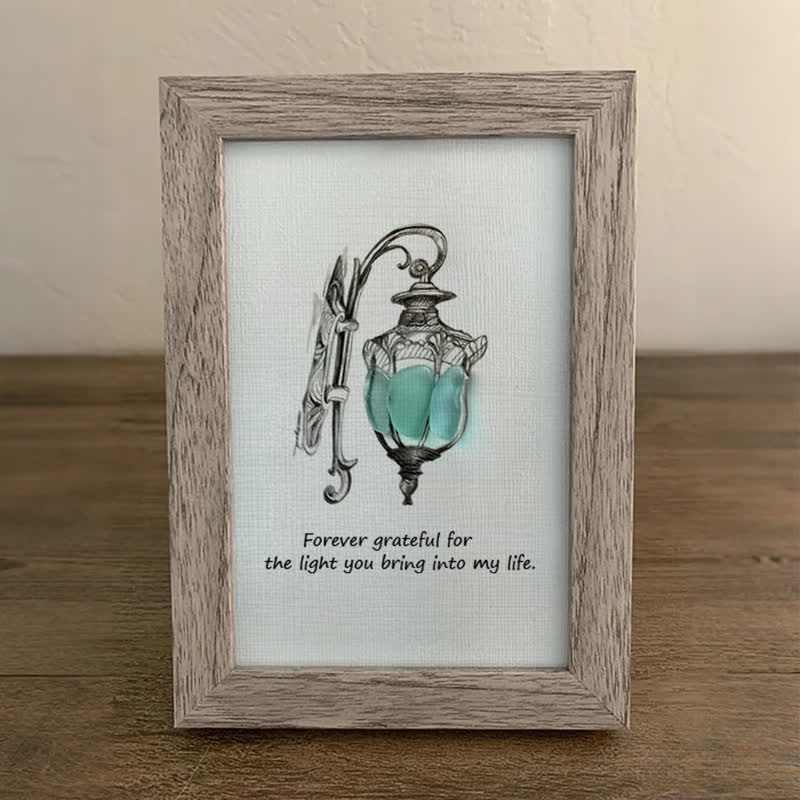 Grateful For The Light You Bring Into My Life Sea Glass Framed Art - image 0