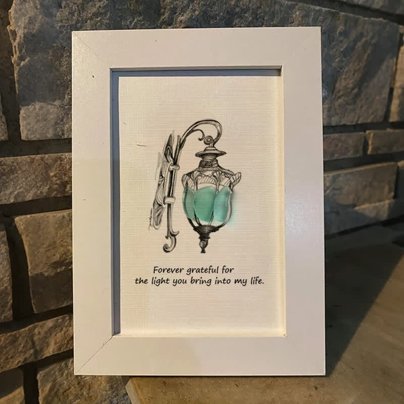 Grateful For The Light You Bring Into My Life Sea Glass Framed Art - image 3
