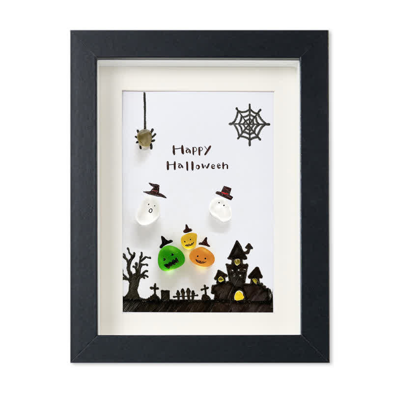 Ghost Happy Halloween Sea Glass Framed Art - Black - 8" X 6" - image 9