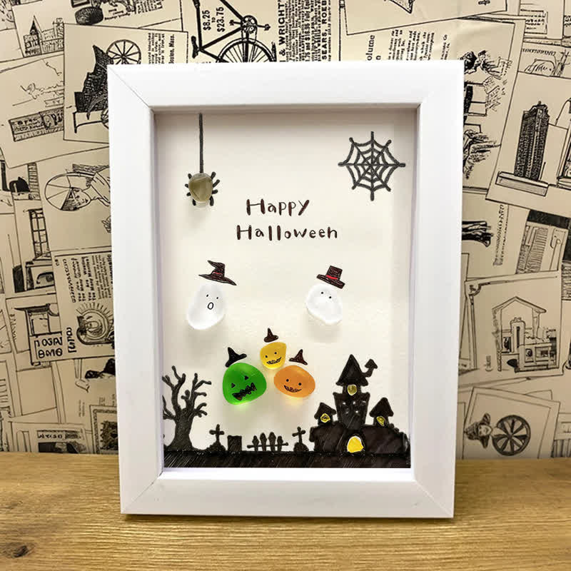 Ghost Happy Halloween Sea Glass Framed Art - image 4